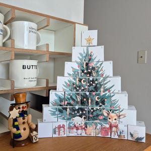 DIY Printable Advent Calendar | Christmas Tree Countdown Boxes | Kids Activity & Love Notes (Digital Download)