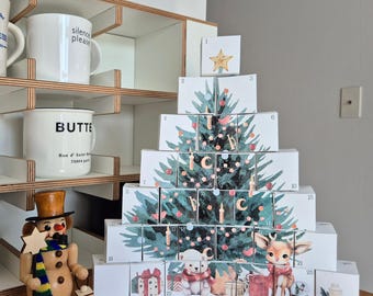 DIY Printable Advent Calendar | Christmas Tree Countdown Boxes | Kids Activity & Love Notes (Digital Download)