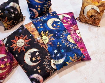 Sun and Moon Celestial gift giving idea. Heating pad Microwave heat pack or heated neck wrap microwave heat pad. Crescent moon Gift for her.