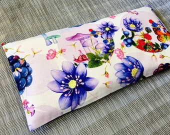 Flax Seed Heating Pad Magical Woodland - Relaxing Neck Wrap, Sinus Relief, Heat Pack - Fairy Garden - Removable Washable Cover heat pad