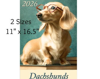 2026 Dachshund Wall Calendar Gift Idea Dog Lover US Shipping Only Doxie Art Monthly Planner Weens Puppy Weiner Dog Mom Weenie Dog