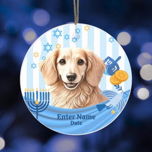 Ceramic Dachshund Hanukkah Ornament Doxie Lover Custom Pet Gift Personalized Dog Mom Present Dog Memorial