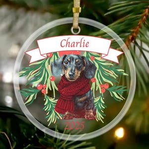 Personalized Clear Acrylic Pet Ornament – Add Name & Date, Pet memorial, Dachshund, Doxie, Weiner Dog, Pet lover, Dog gift