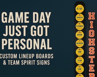 Personalized Sports Team Sign, Line Up Display, Batting order, Custom Baseball/Softball Dugout Sign, Coach Gift, travel teams, little league
