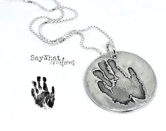 Your baby or child's ACTUAL hand prints made into silver pendants Includes one hand print charm