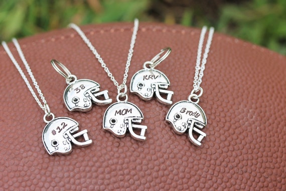 Faith Family Football Necklace Sports Jewelry Mom Bling Cross Charms