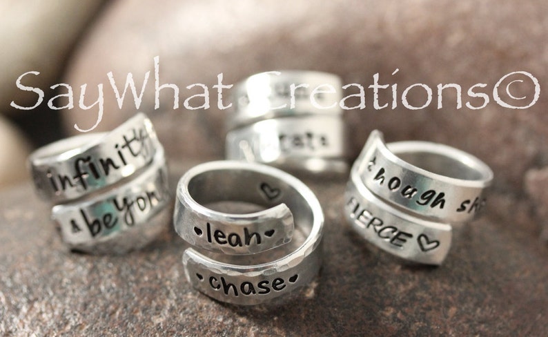 BEST SELLER Personalized Wrap Ring Hand Stamped image 1