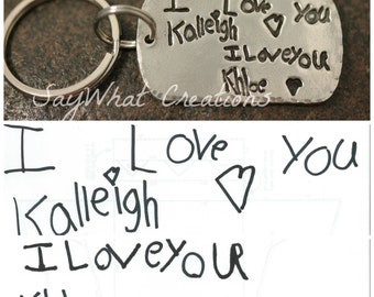 Handwriting Keychain solid silver made from your actual handwriting or drawing