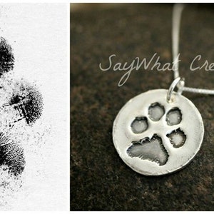 Custom Paw Print Necklace with your dog or cats ACTUAL paw print image 3