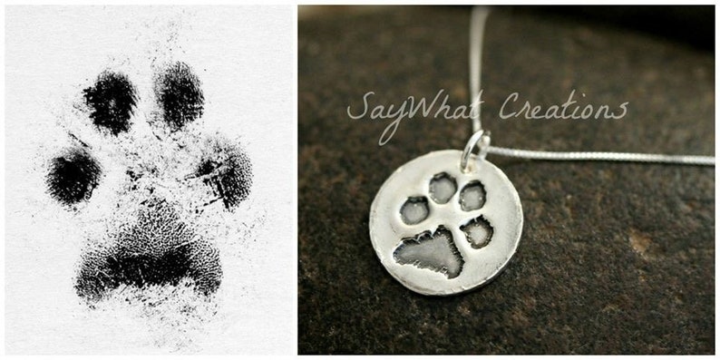 Custom Paw Print Necklace with your dog or cats ACTUAL paw print image 3