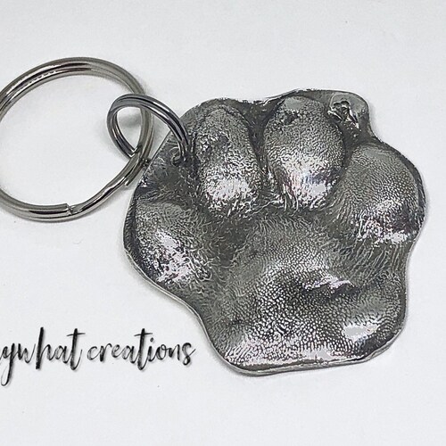 Paw Print Made Into Silver Key Chain 