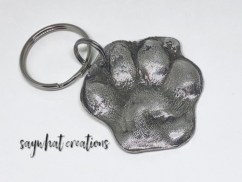 Your Dog or Cats Paw Print made into Silver Key Chain image 1