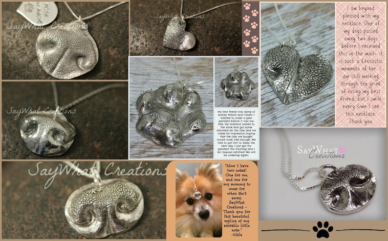 Dog Nose Print Impression Necklace from your ACTUAL dog's nose image 7