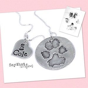 Custom Paw Print Necklace with your dog or cats ACTUAL paw print image 4