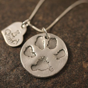 Custom Paw Print Necklace with your dog or cats ACTUAL paw print image 2