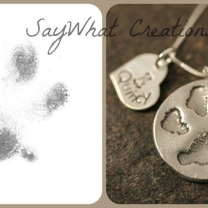 Custom Paw Print Necklace with your dog or cat’s ACTUAL paw print