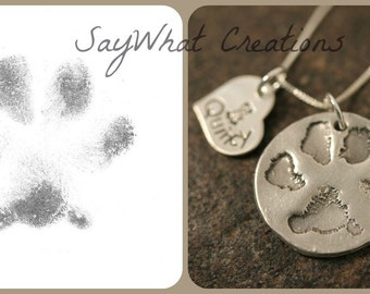 Custom Paw Print Necklace with your dog or cat’s ACTUAL paw print