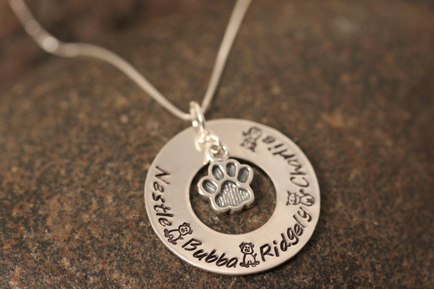 Dog and Cat Lovers Necklace Custom Hand Stamped Sterling Etsy