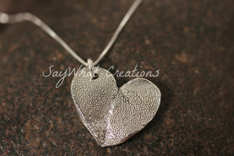 Double Dog Paw Heart Necklace made from your Dogs' Actual Paw Prints TWO DOGS image 2