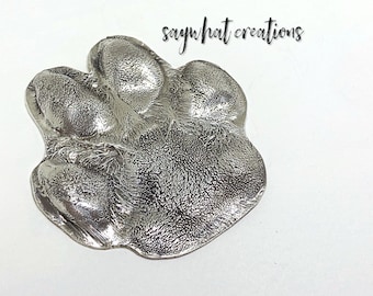 Your Dog's Paw Print made into Solid Silver for shadowbox or paperweight