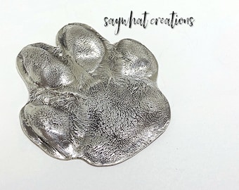 Your Dog's Paw Print made into Solid Silver for shadowbox or paperweight