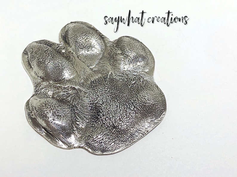 Your Dog's Paw Print made into Solid Silver for shadowbox or paperweight image 1