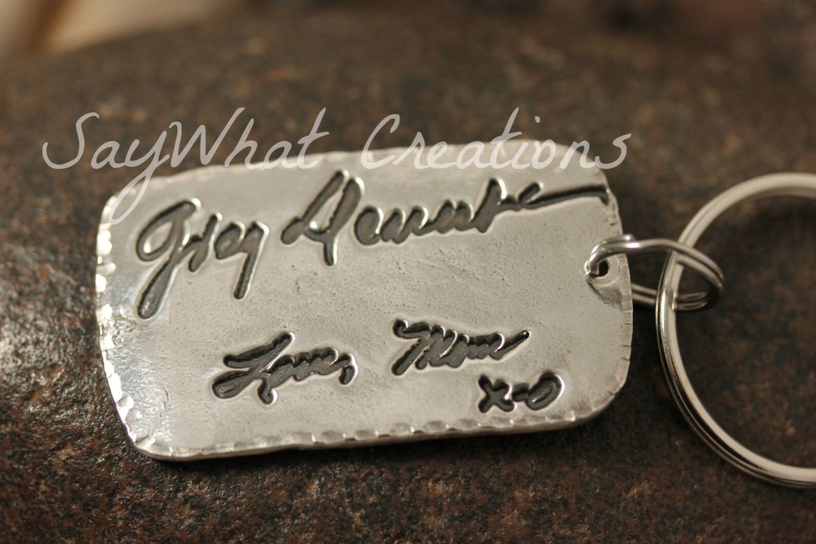 Handwriting Keychain Solid Silver Made From Your Actual - Etsy
