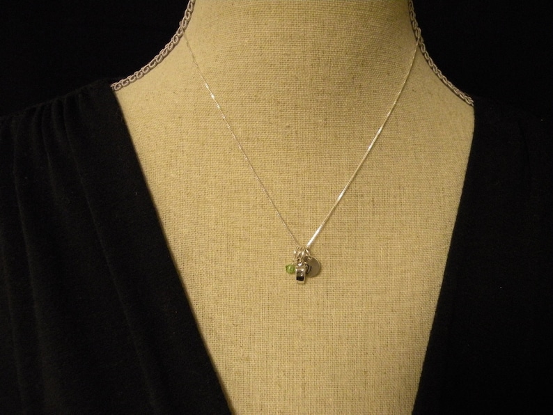 Sterling Silver Whistle Charm Necklace With Mini Hand Stamped Etsy