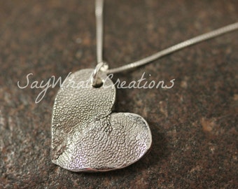 Double Dog Paw Heart Necklace made from your Dogs' Actual Paw Prints - TWO DOGS