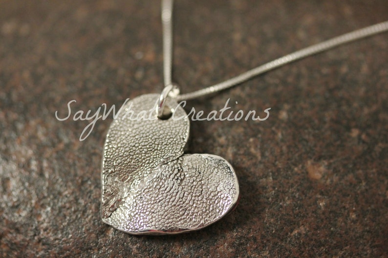 Double Dog Paw Heart Necklace made from your Dogs' Actual Paw Prints TWO DOGS image 1