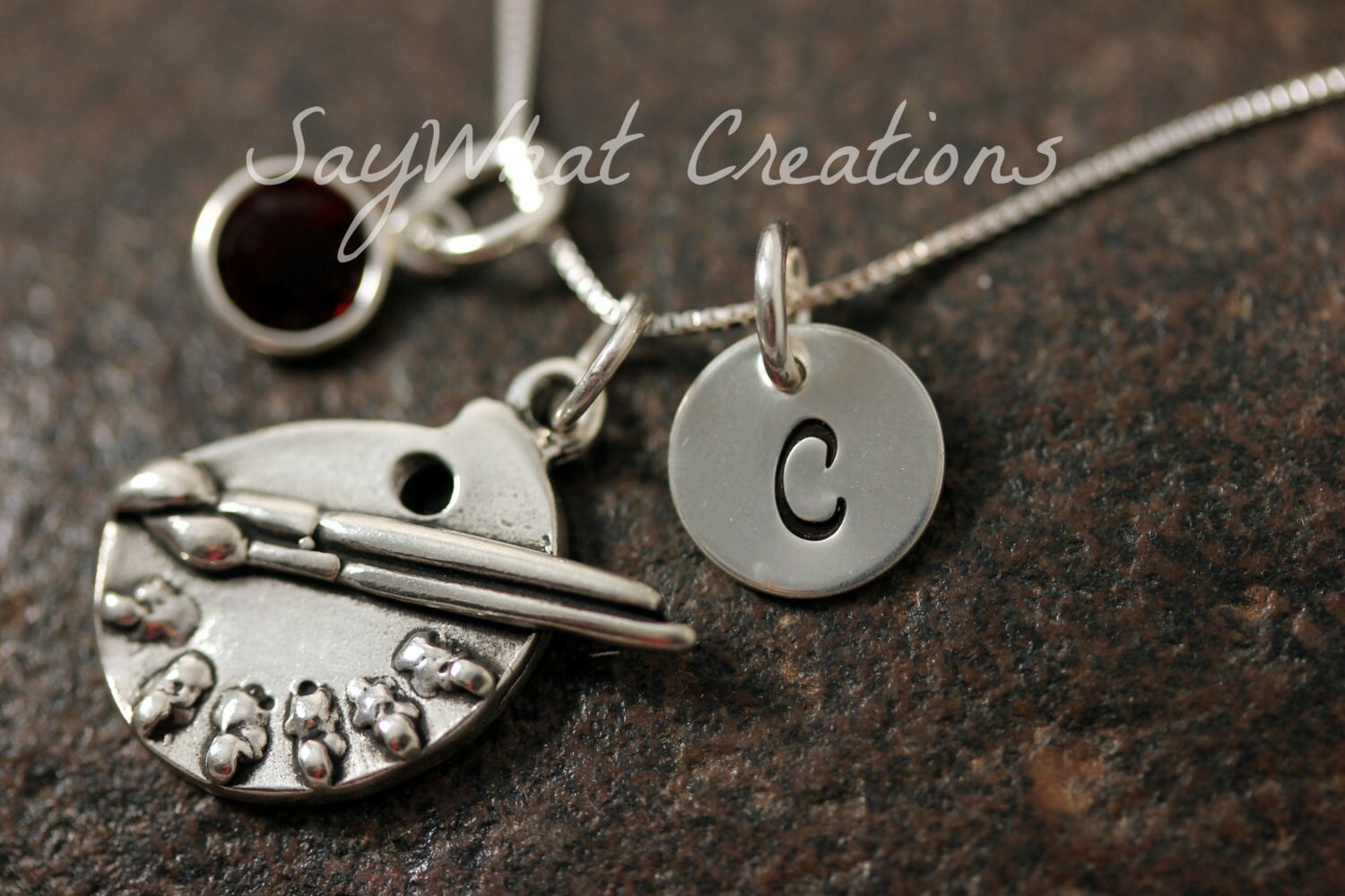 Sterling Silver Artist Paint Palette Charm Necklace With Mini Etsy