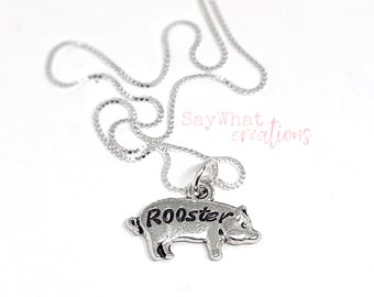 Hand Stamped Personalized Pig Necklace