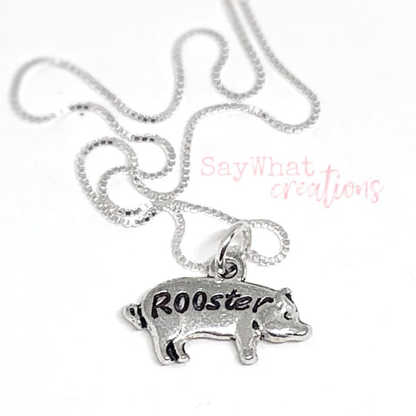 Hand Stamped Personalized Pig Necklace