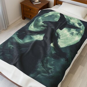 Witchy Velveteen Plush Blanket - Cozy Throw for Halloween, Home Decor, Gift for Witch Lovers, Dark Aesthetic, Soft Blanket