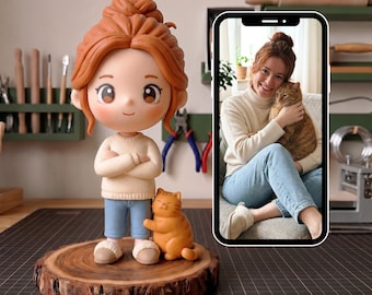 Custom 3D Mini Clay Figure From Photo, Hand-Painted Desk Figurine, Personalized Character