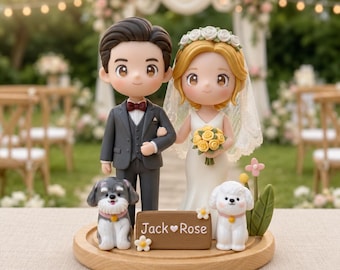 Custom Wedding Cake Topper, Romantic Bride and Groom Figurine From Photo, Handmade Keepsake