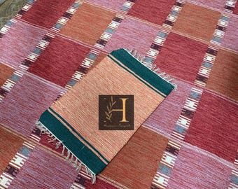 Handwoven Wool Kilim Rug | Rust Red Checkered Flatweave Carpet