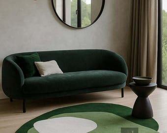 Modern Green Hand Tufted Abstract Rug – Organic Shape Area Rug | Contemporary Artistic Carpet for Living Room & Bedroom