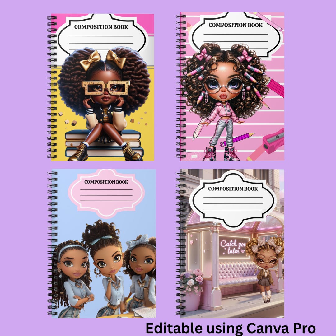 Preppy Girl Notebook Covers Bundle: Printable School Stationery ...