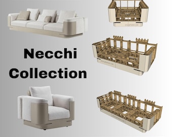 Sofás y sillones Necchi. Archivo de diseño CNC (DXF, PDF, 3D)