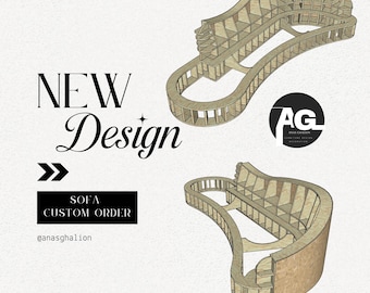 Projeto de sofá CNC: Arquivo DXF em MDF ou compensado (Download digital)