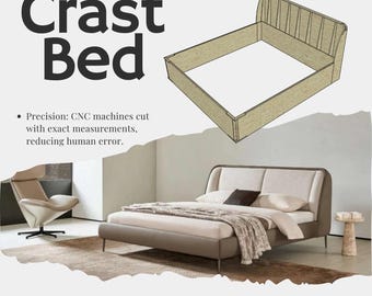 Crast Bed Frame: Plywood CNC Design Files (dxf, pdf, obj-fbx-3ds)
