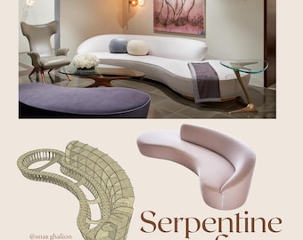 Serpentine Sofa CNC Design File (DXF, PDF, 3D)