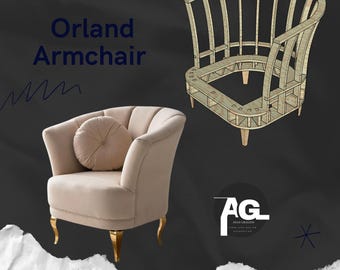 Archivos de diseño CNC de la silla Orland: planos de muebles de madera contrachapada y MDF (dxf - pdf - obj - 3ds - fbx)