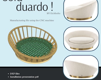Arquivos de design CNC para sofá Duardo: plantas de MDF/compensado (download digital)