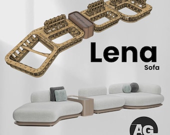 Lena Sofa CNC Design File (DXF, PDF, 3D)