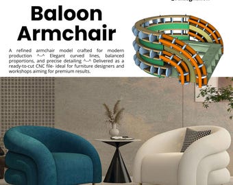 Projeto CNC da Poltrona Balão (dxf, pdf, stl)