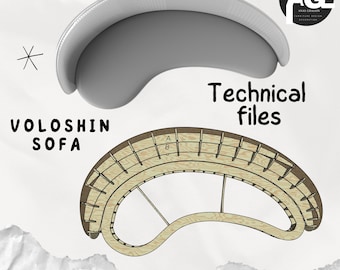 Arquivos de design CNC para sofá Voloshin: MDF, compensado (download digital)