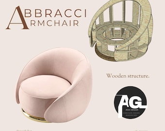 Arquivos de projeto CNC para a poltrona Abbracci: Planos para móveis em madeira compensada e MDF (dxf - pdf - obj - 3ds - fbx)