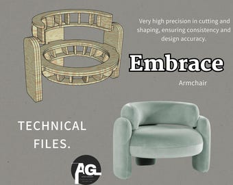 Arquivos de projeto CNC para a poltrona Embrace: Planos para móveis em madeira compensada e MDF (dxf - pdf - obj - 3ds - fbx)
